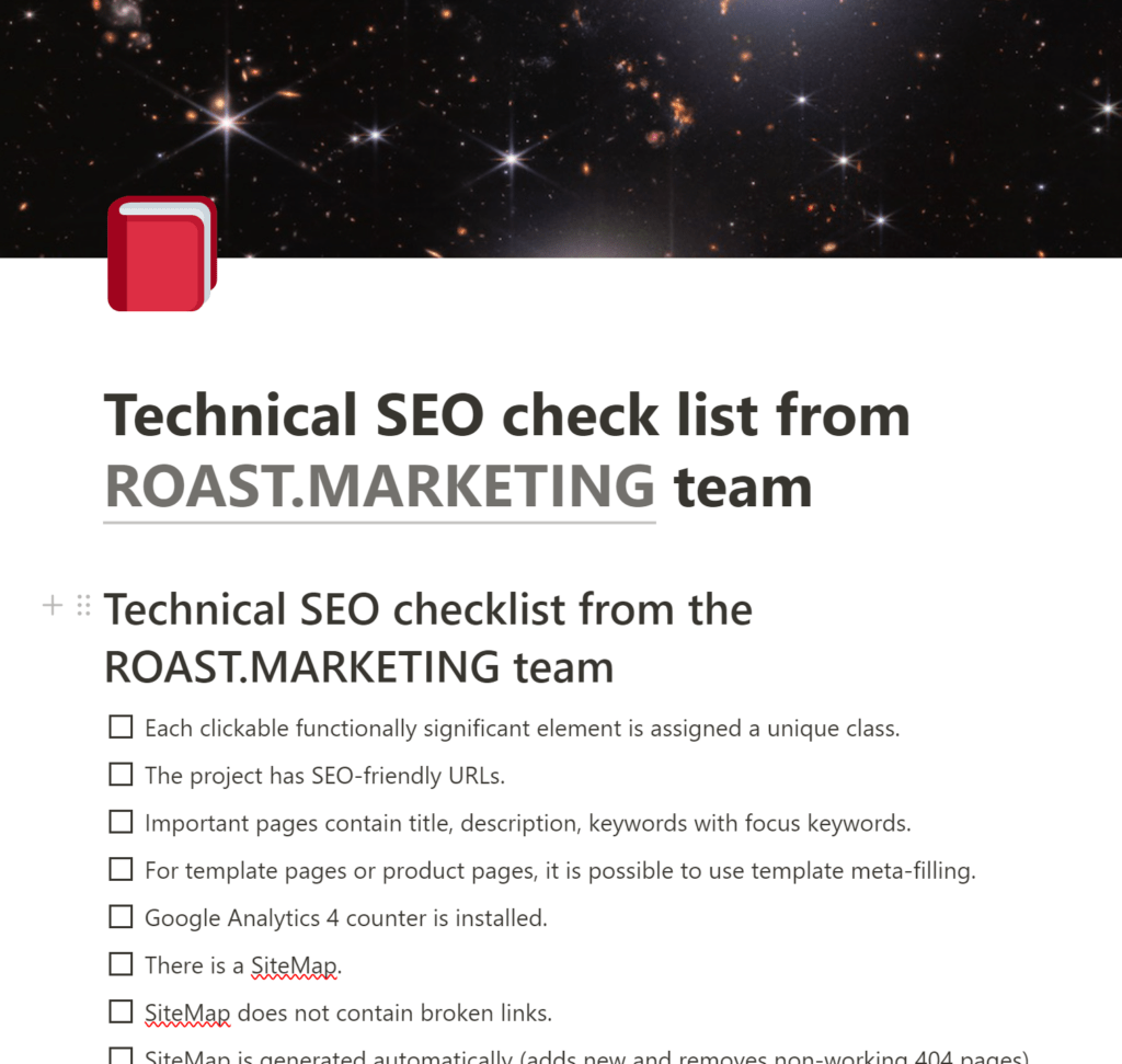 seo checklist